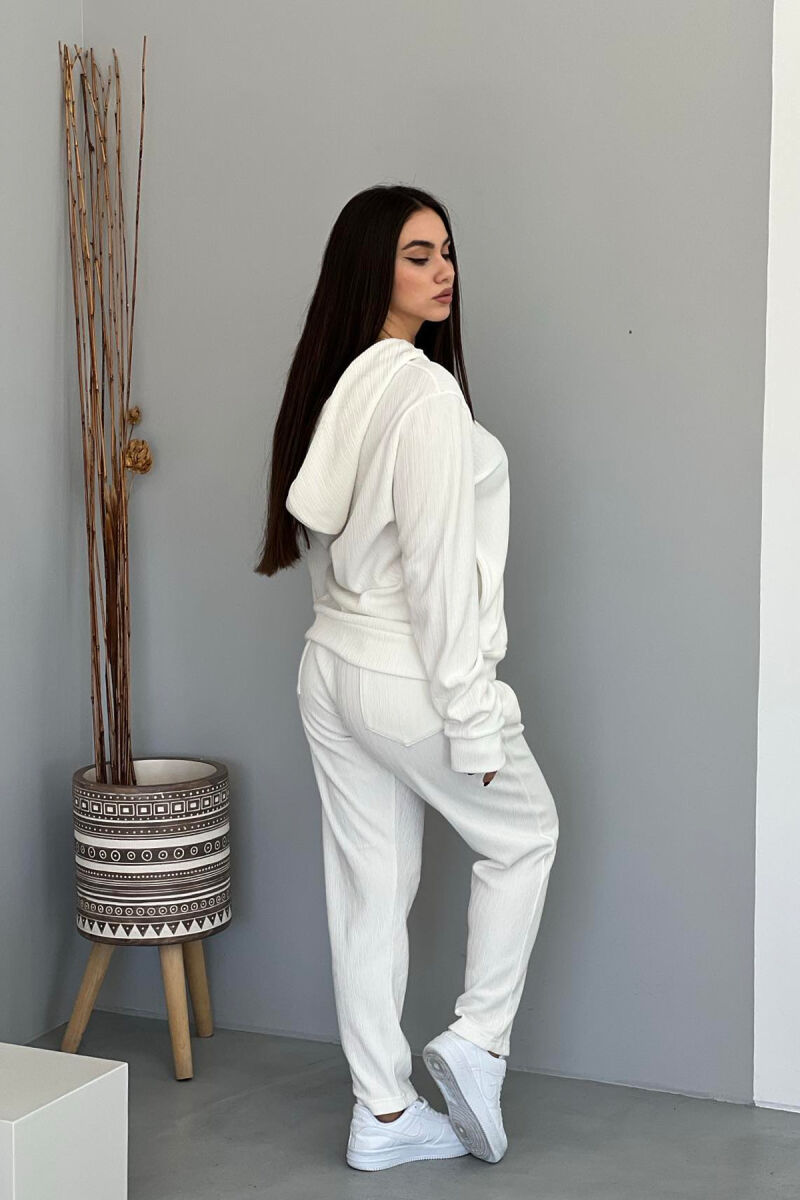 ONE COLOR HOODIE+SWEATPANTS WOMEN SET WHITE-E BARDHE - 2