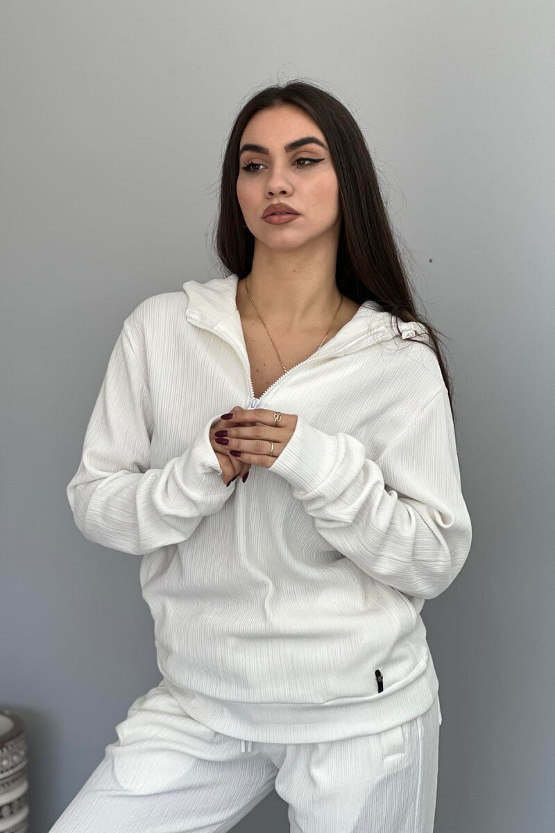 ONE COLOR HOODIE+SWEATPANTS WOMEN SET WHITE-E BARDHE - 3