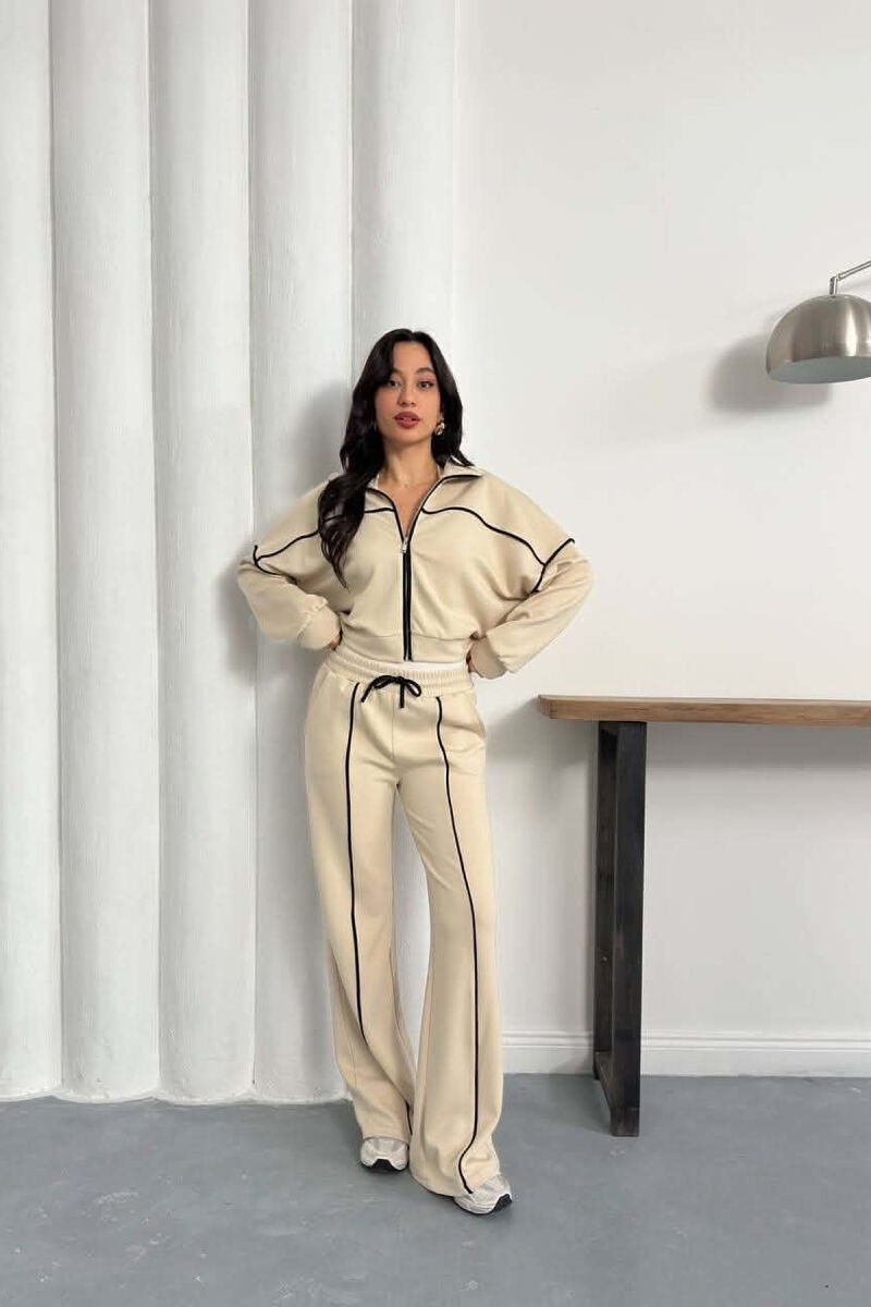 ONE COLOR JACKET + SWEATPANTS WOMAN SET BEIGE/BEZHE - 2