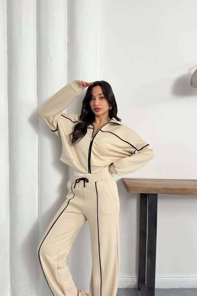 ONE COLOR JACKET + SWEATPANTS WOMAN SET BEIGE/BEZHE - 5