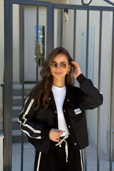 ONE COLOR JACKET + SWEATPANTS WOMAN SET BLACK/ E ZEZE - 5