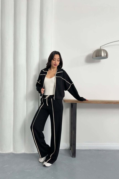 ONE COLOR JACKET + SWEATPANTS WOMAN SET BLACK/ E ZEZE - 2