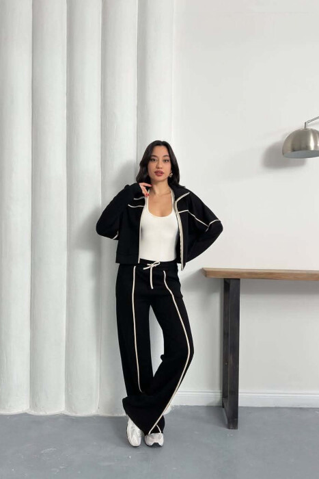 ONE COLOR JACKET + SWEATPANTS WOMAN SET BLACK/ E ZEZE - 3