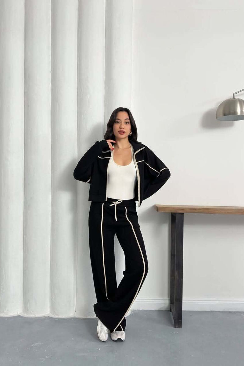 ONE COLOR JACKET + SWEATPANTS WOMAN SET BLACK/ E ZEZE - 3