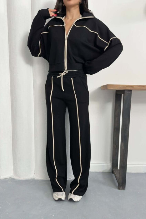 ONE COLOR JACKET + SWEATPANTS WOMAN SET BLACK/ E ZEZE - 5
