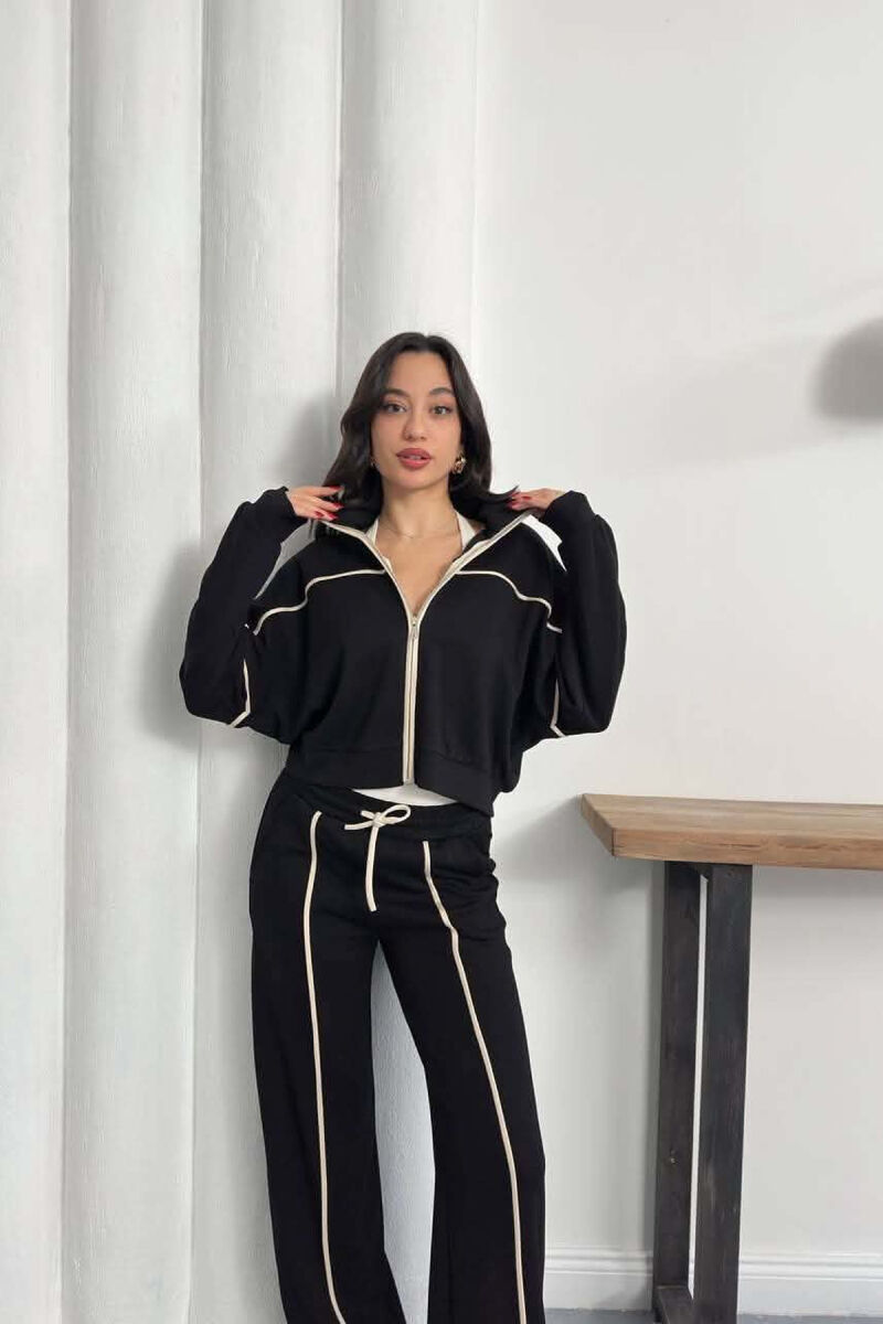 ONE COLOR JACKET + SWEATPANTS WOMAN SET BLACK/ E ZEZE - 6