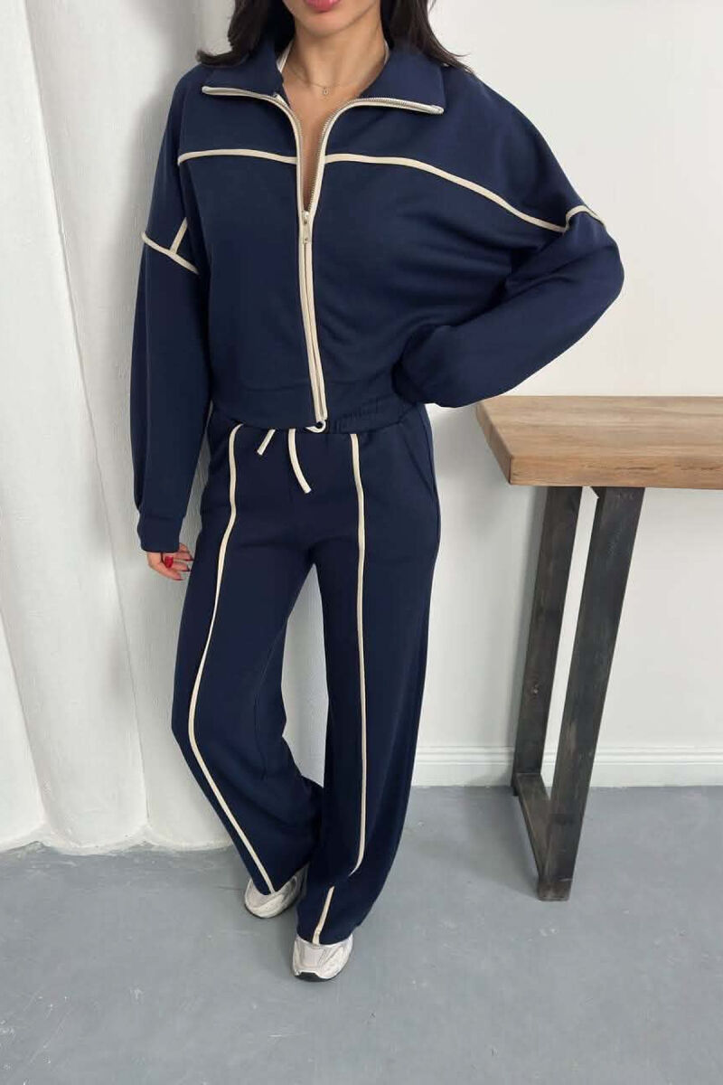 ONE COLOR JACKET + SWEATPANTS WOMAN SET BLUE/BLU - 4