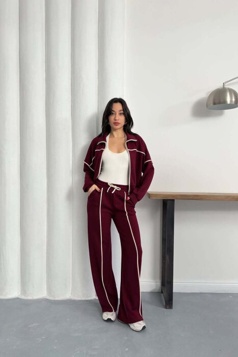 ONE COLOR JACKET + SWEATPANTS WOMAN SET BURGUNDY/VISHNJE - KLAUDIO FASHION