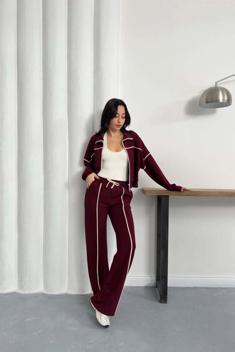 ONE COLOR JACKET + SWEATPANTS WOMAN SET BURGUNDY/VISHNJE - 2