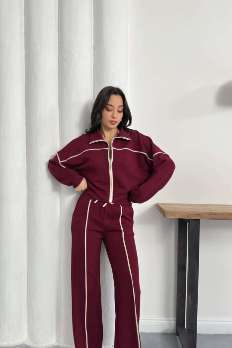 ONE COLOR JACKET + SWEATPANTS WOMAN SET BURGUNDY/VISHNJE - 3