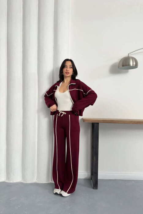 ONE COLOR JACKET + SWEATPANTS WOMAN SET BURGUNDY/VISHNJE - 6