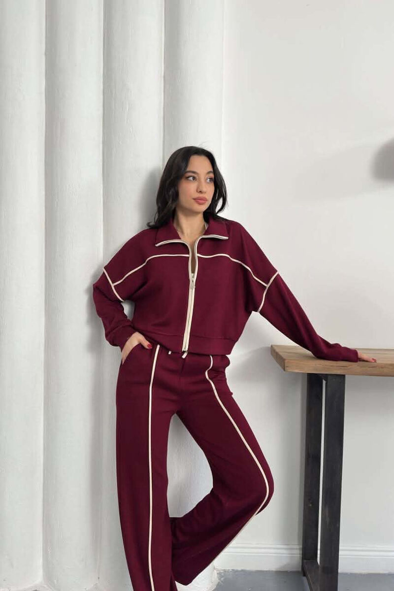 ONE COLOR JACKET + SWEATPANTS WOMAN SET BURGUNDY/VISHNJE - 7