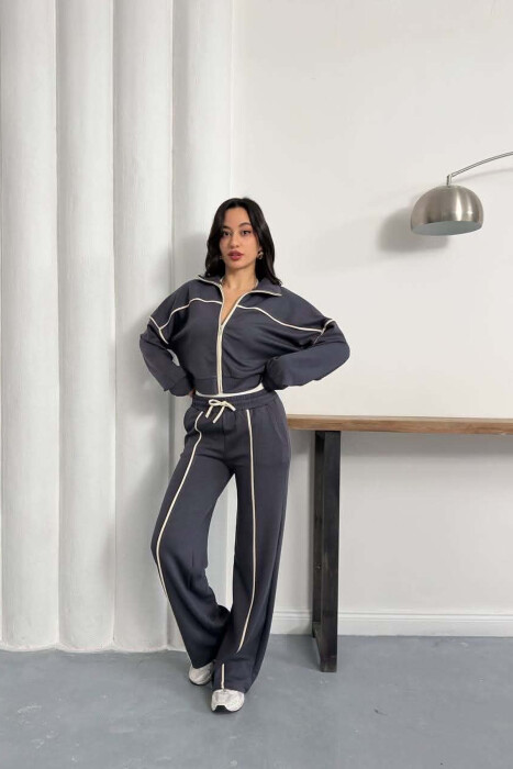 ONE COLOR JACKET + SWEATPANTS WOMAN SET GREY/GRI - 1