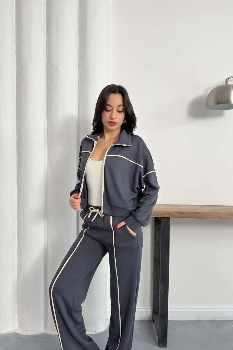 ONE COLOR JACKET + SWEATPANTS WOMAN SET GREY/GRI - 5