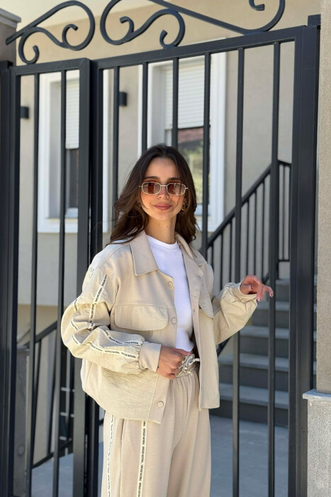 ONE COLOR JACKET + SWEATPANTS WOMAN SET LIGHT BEIGE/BZHZB - 5