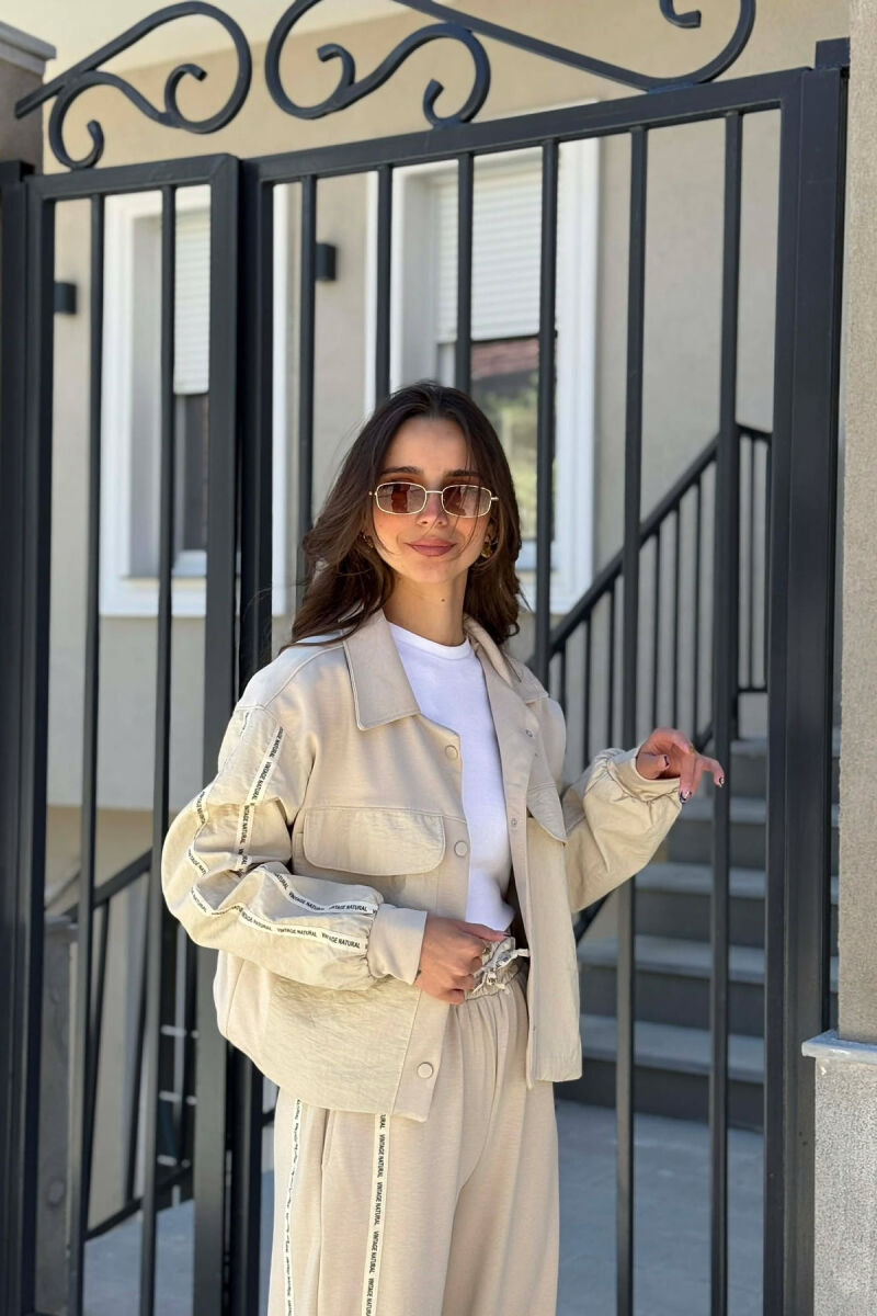 ONE COLOR JACKET + SWEATPANTS WOMAN SET LIGHT BEIGE/BZHZB - 5