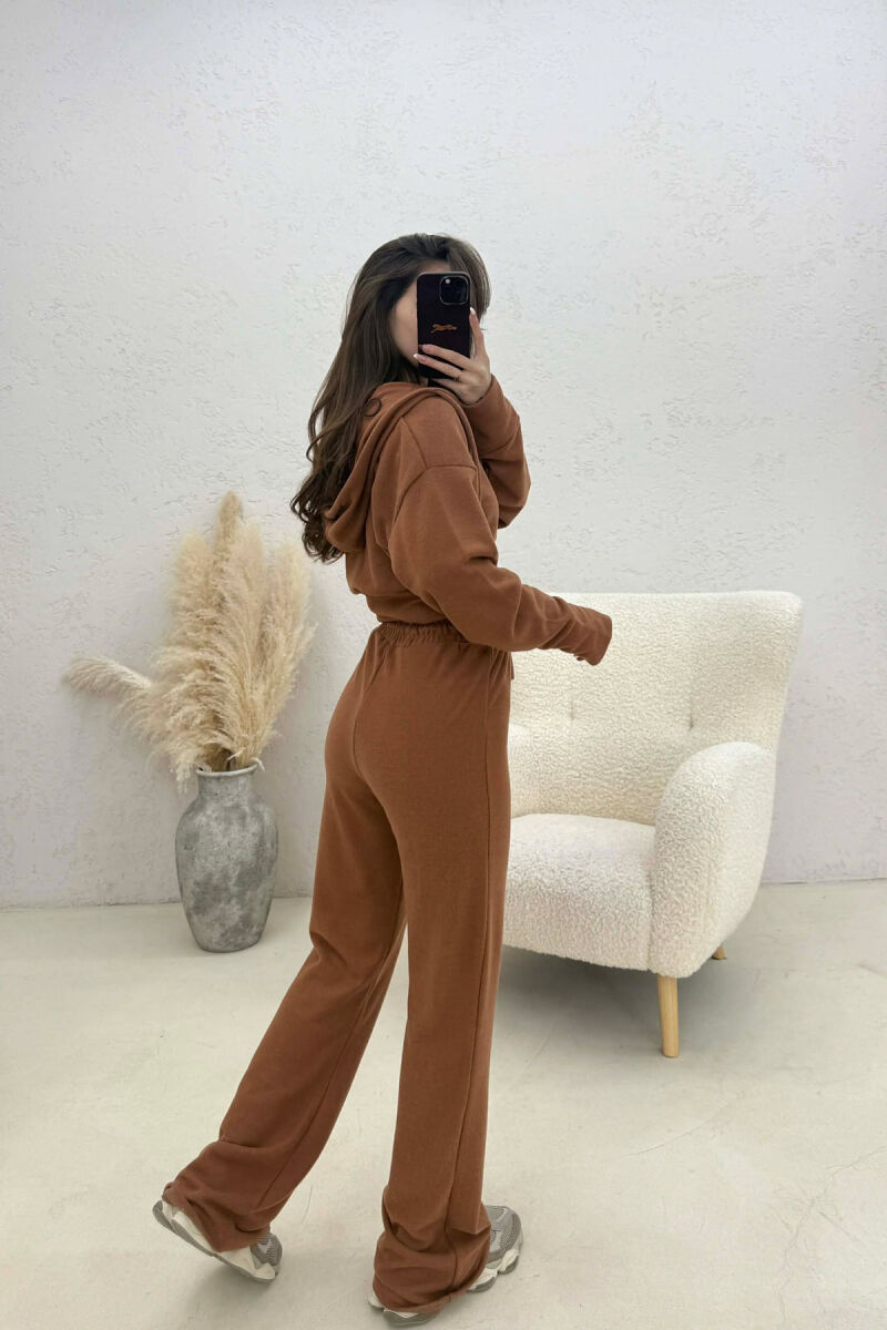 ONE COLOR JACKET + SWEATPANTS WOMAN SET BROWN/KAFE - 2