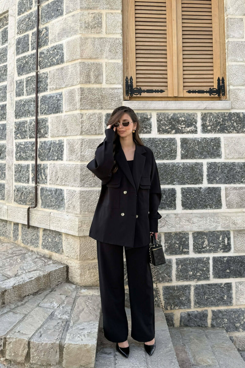 ONE COLOR JACKET + TROUSERS WOMAN SET BLACK/ E ZEZE - 1