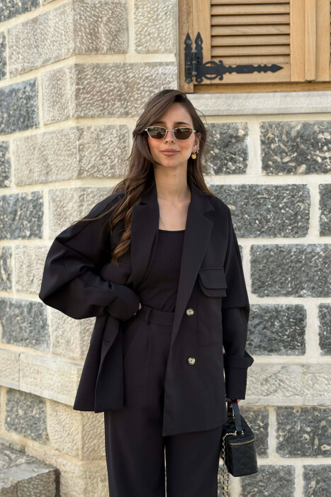 ONE COLOR JACKET + TROUSERS WOMAN SET BLACK/ E ZEZE - 3