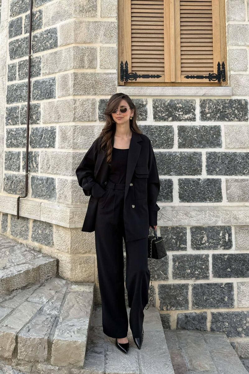 ONE COLOR JACKET + TROUSERS WOMAN SET BLACK/ E ZEZE - 4