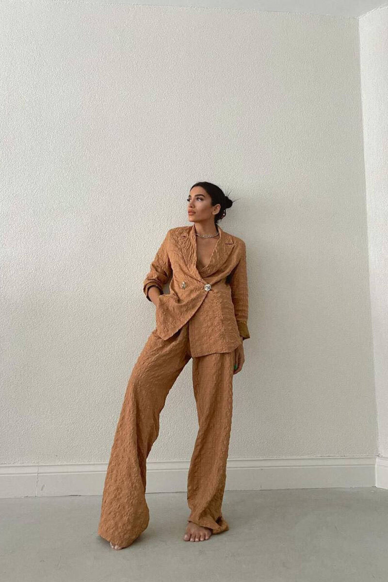 ONE COLOR JACKET +TROUSERS WOMAN SET BROWN/KAFE - 1