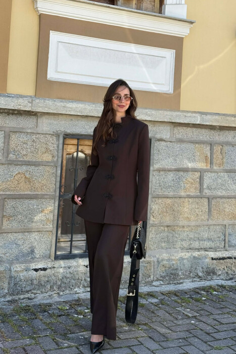 ONE COLOR JACKET + TROUSERS WOMAN SET BROWN/KAFE - 4