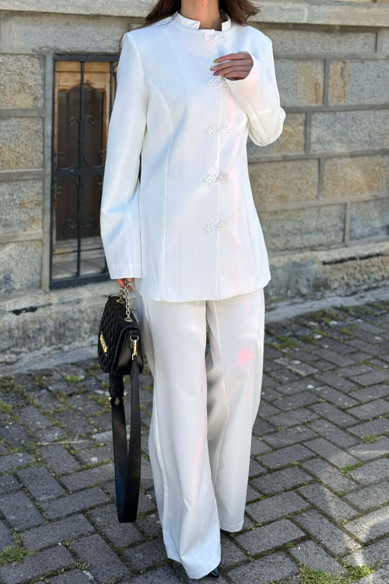 ONE COLOR JACKET + TROUSERS WOMAN SET WHITE-E BARDHE - 3