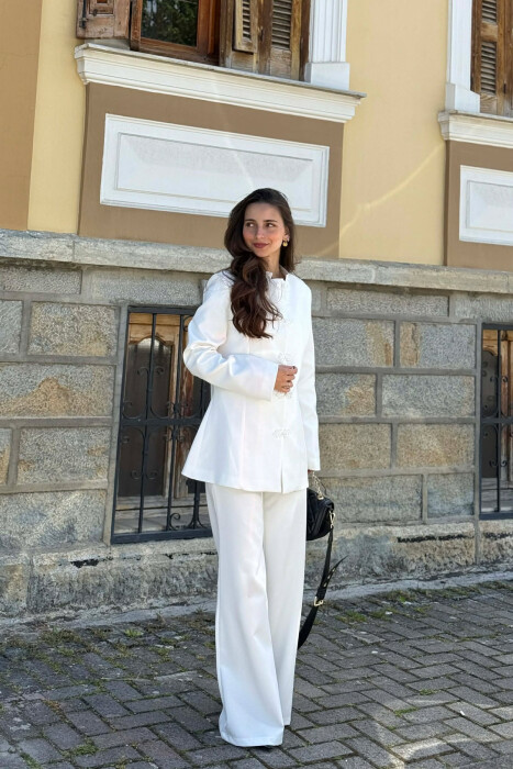 ONE COLOR JACKET + TROUSERS WOMAN SET WHITE-E BARDHE - 6