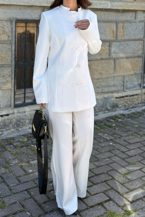 ONE COLOR JACKET + TROUSERS WOMAN SET WHITE-E BARDHE - 8