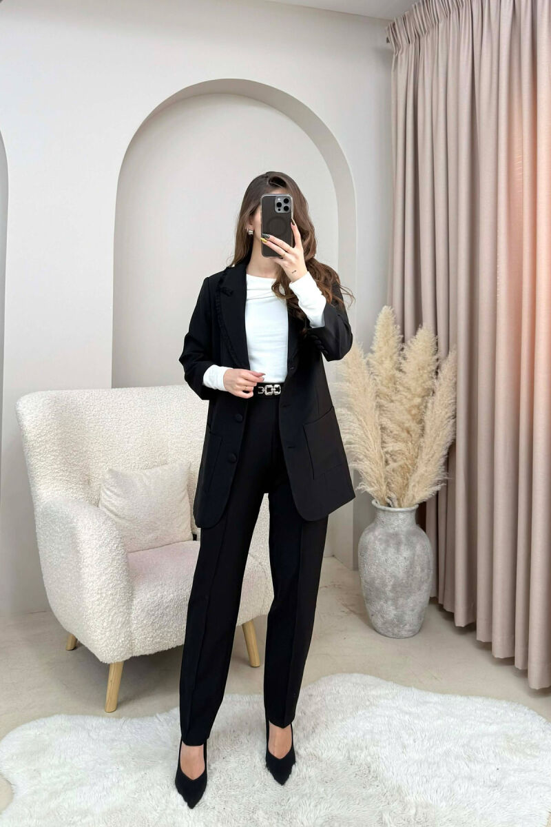 ONE COLOR JACKET+ TROUSERS WOMEN SET BLACK/ E ZEZE - 1