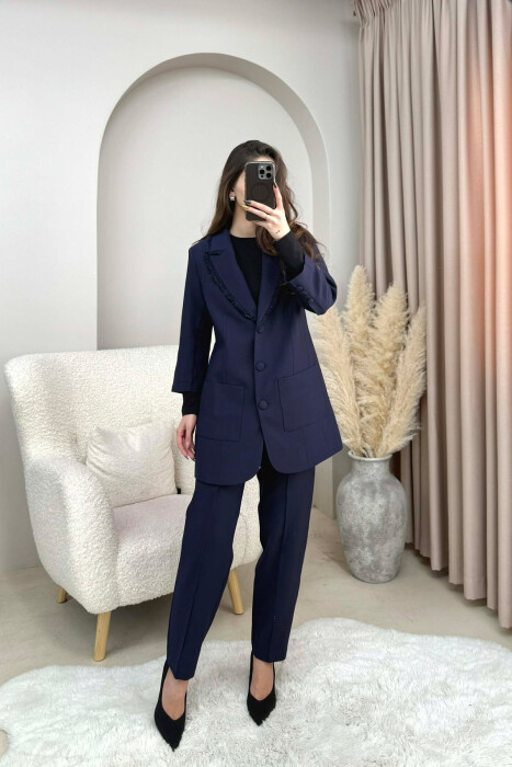 ONE COLOR JACKET+ TROUSERS WOMEN SET DARK BLUE/BEE 