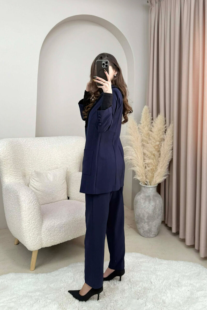 ONE COLOR JACKET+ TROUSERS WOMEN SET DARK BLUE/BEE - 2