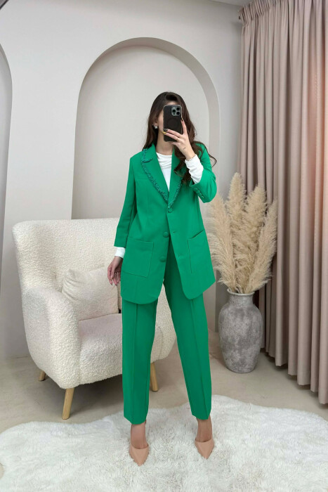 ONE COLOR JACKET+ TROUSERS WOMEN SET GREEN/JESHILE 