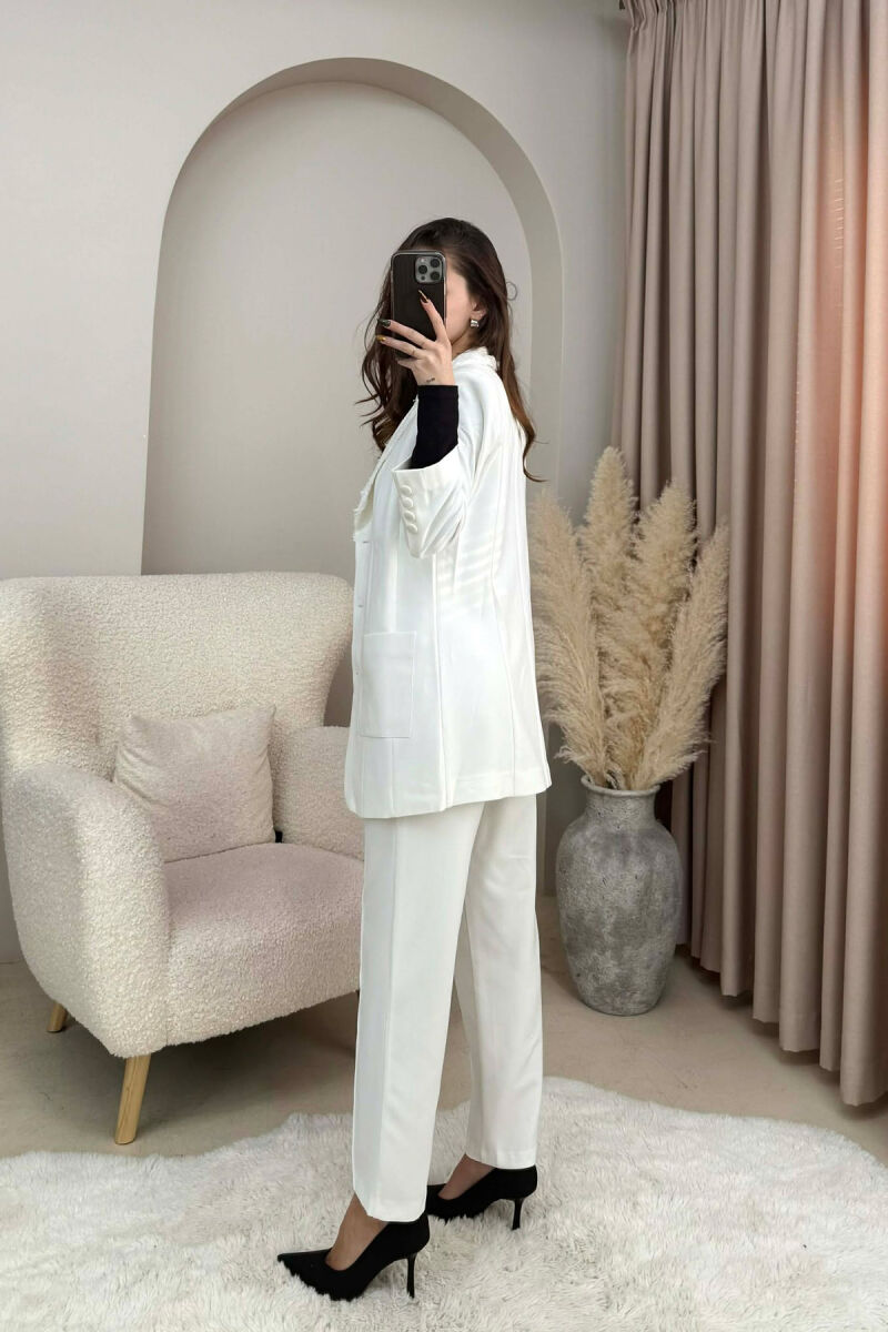 ONE COLOR JACKET+ TROUSERS WOMEN SET WHITE-E BARDHE - 3