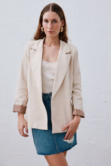 ONE COLOR JACKET WOMAN NEW CREAM/KREM - KLAUDIO FASHION