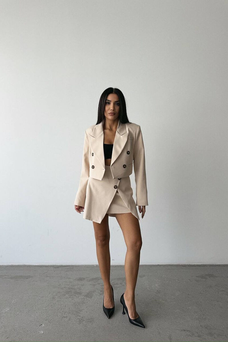 ONE COLOR JACKET+SKIRT WOMEN SET BEIGE/BEZHE - 6