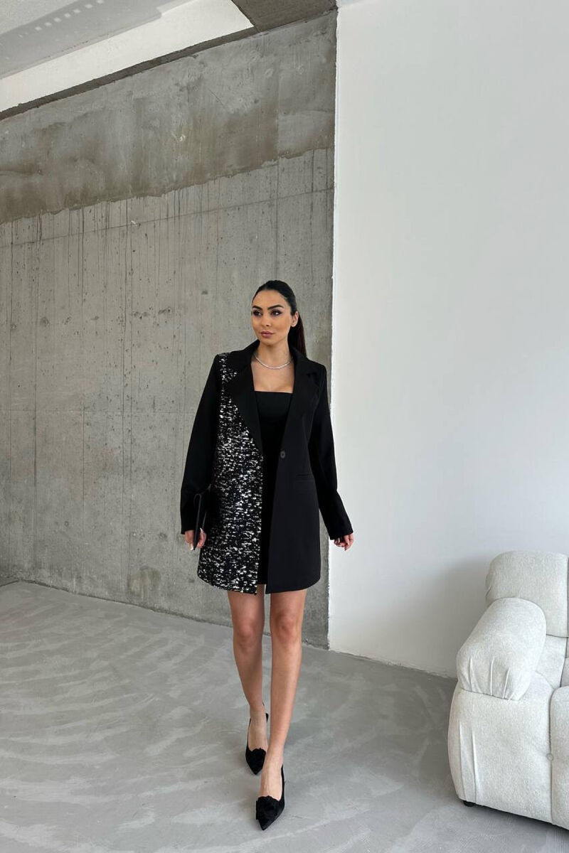 ONE COLOR JACKET+ DRESS WOMEN SET BLACK/ E ZEZE - 1