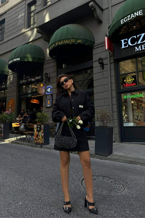 ONE COLOR JACKET+SKIRT WOMEN SET BLACK/ E ZEZE - 1