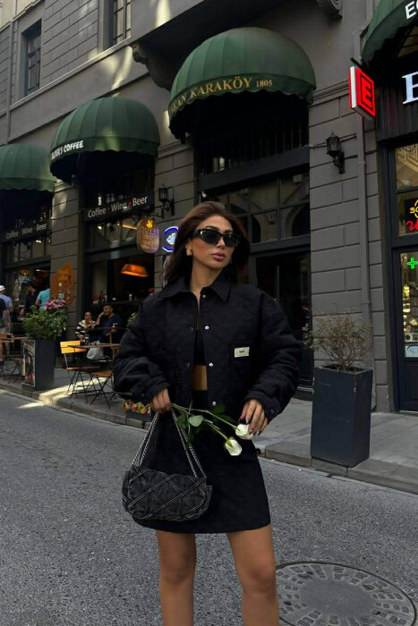 ONE COLOR JACKET+SKIRT WOMEN SET BLACK/ E ZEZE - 2