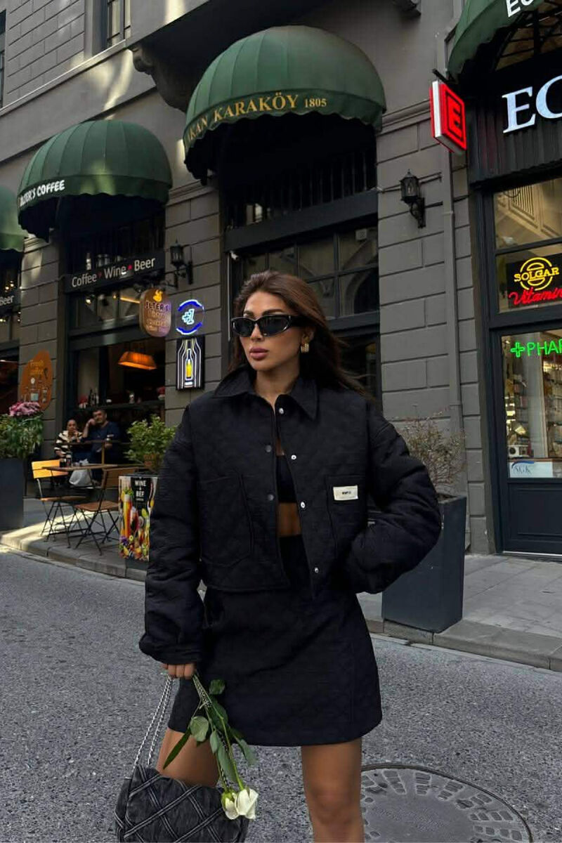 ONE COLOR JACKET+SKIRT WOMEN SET BLACK/ E ZEZE - 5