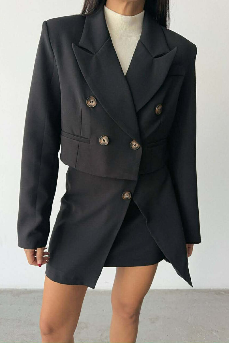 ONE COLOR JACKET+SKIRT WOMEN SET BLACK/ E ZEZE - 2