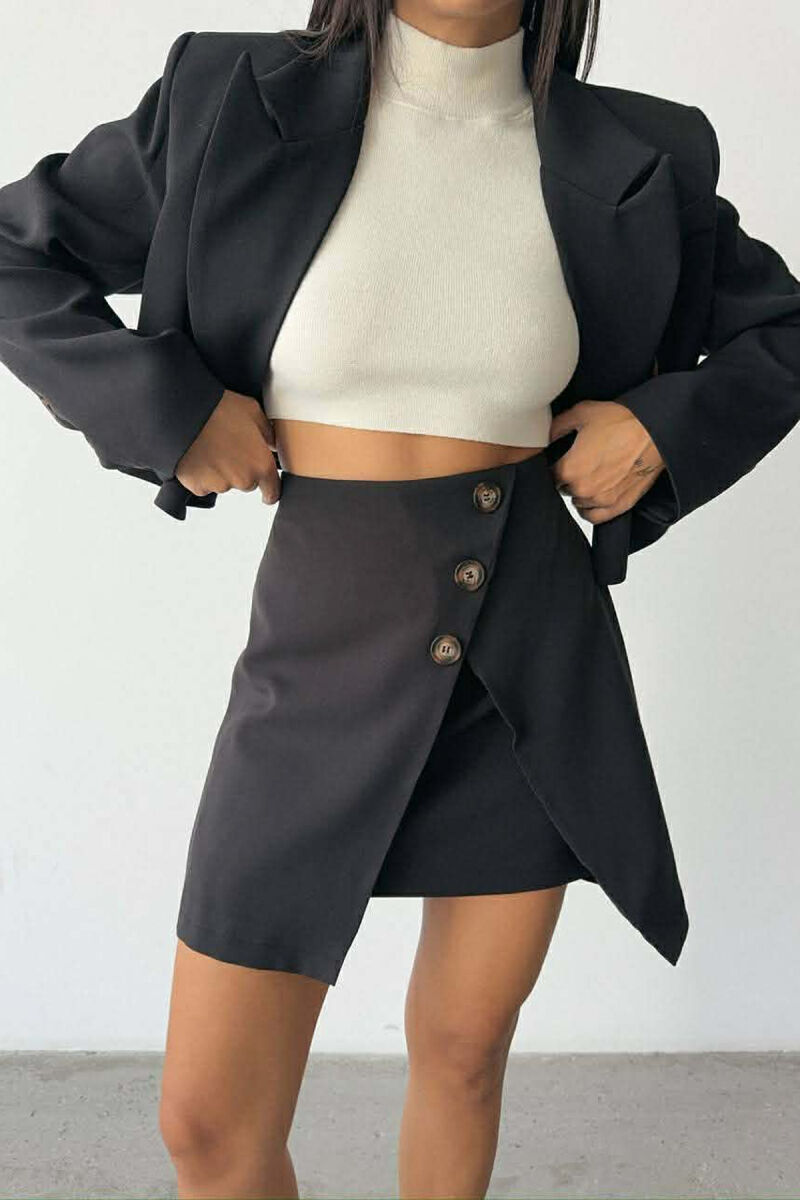 ONE COLOR JACKET+SKIRT WOMEN SET BLACK/ E ZEZE - 6