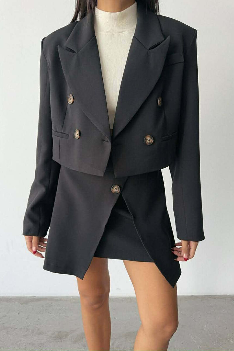 ONE COLOR JACKET+SKIRT WOMEN SET BLACK/ E ZEZE - 7