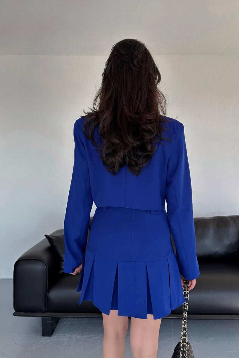ONE COLOR JACKET+SKIRT WOMEN SET BLUE/BLU - 3