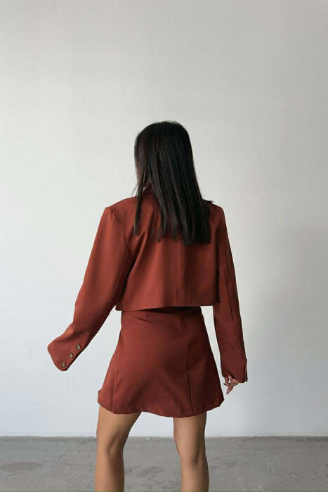 ONE COLOR JACKET+SKIRT WOMEN SET BRICK/TULLE - 2