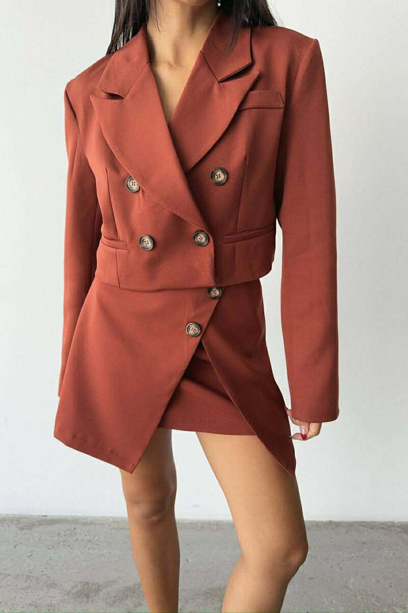 ONE COLOR JACKET+SKIRT WOMEN SET BRICK/TULLE - 4