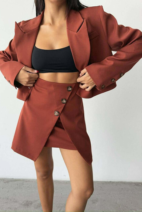 ONE COLOR JACKET+SKIRT WOMEN SET BRICK/TULLE - 5