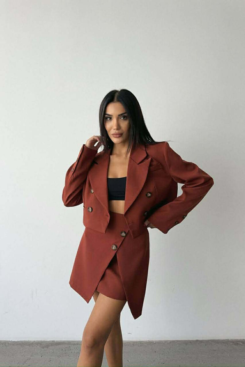 ONE COLOR JACKET+SKIRT WOMEN SET BRICK/TULLE - 6