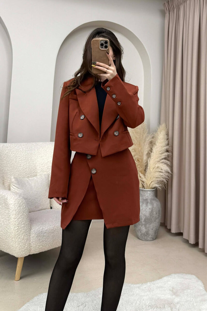 ONE COLOR JACKET+SKIRT WOMEN SET BRICK/TULLE - 3