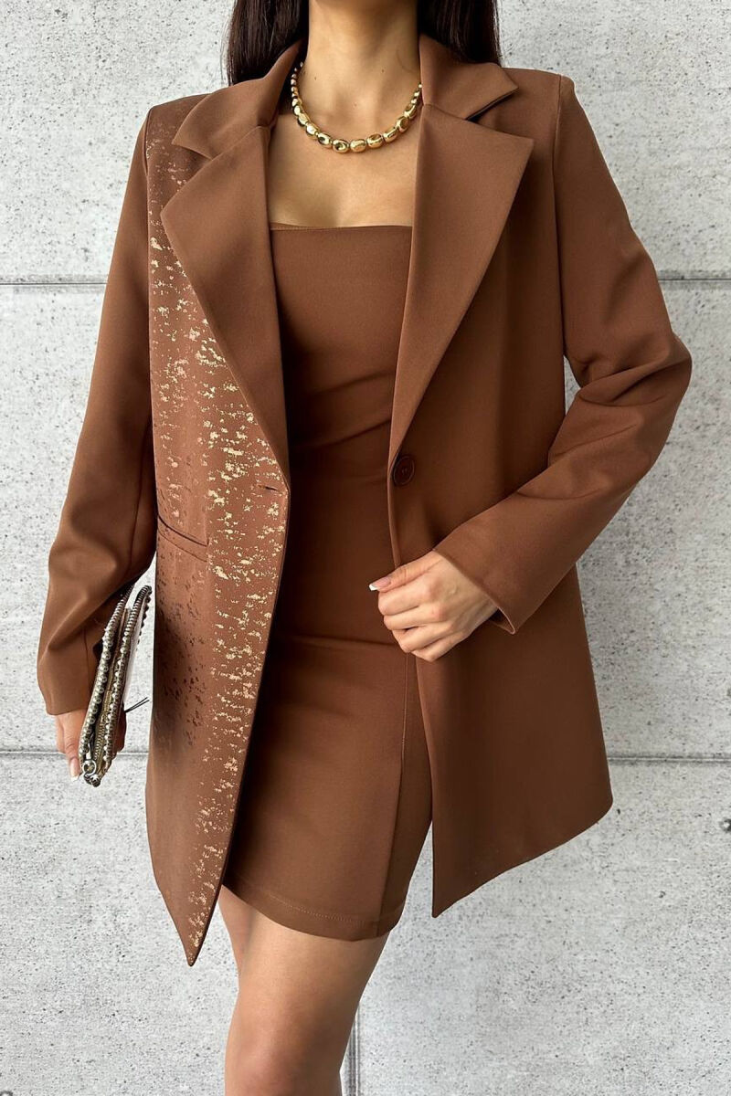 ONE COLOR JACKET+ DRESS WOMEN SET BROWN/KAFE - 2